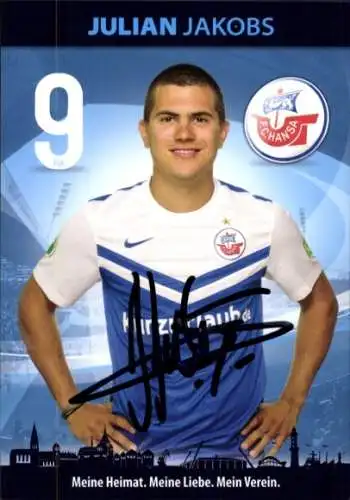 Autogrammkarte Fußballer Julian Jakobs, FC Hansa Rostock, Autogramm