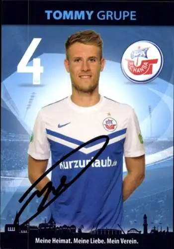 Autogrammkarte Fußballer Tommy Grupe, FC Hansa Rostock, Autogramm