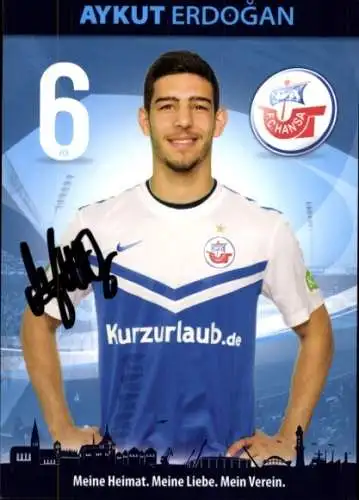 Autogrammkarte Fußballer Aykut Erdogan, FC Hansa Rostock, Autogramm