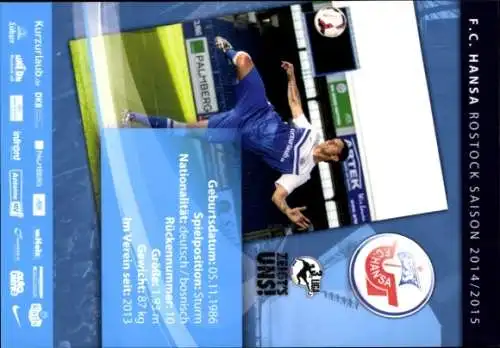 Autogrammkarte Fußballer Mustafa Kucukovic, FC Hansa Rostock, Autogramm