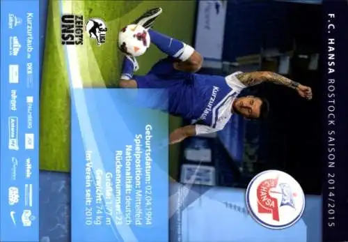 Autogrammkarte Fußballer Robin Krauße, FC Hansa Rostock, Autogramm