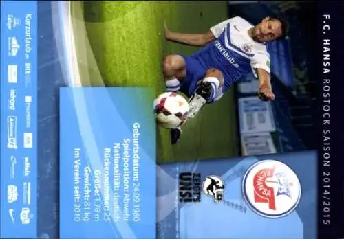 Autogrammkarte Fußballer Sebastian Pelzer, FC Hansa Rostock, Autogramm