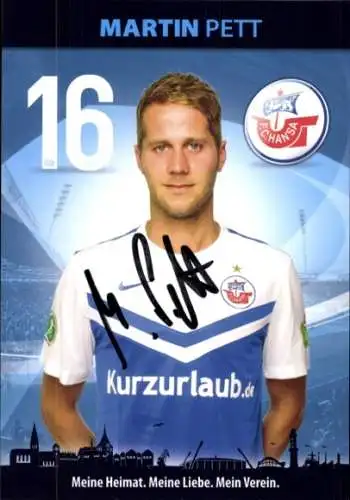 Autogrammkarte Fußballer Martin Pett, FC Hansa Rostock, Autogramm