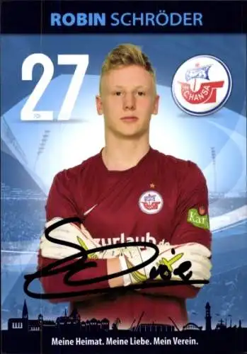 Autogrammkarte Fußballer Robin Schröder, FC Hansa Rostock, Autogramm