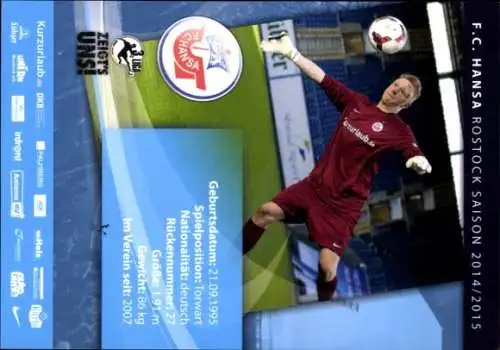 Autogrammkarte Fußballer Robin Schröder, FC Hansa Rostock, Autogramm