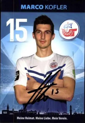 Autogrammkarte Fußballer Marco Kofler, FC Hansa Rostock, Autogramm
