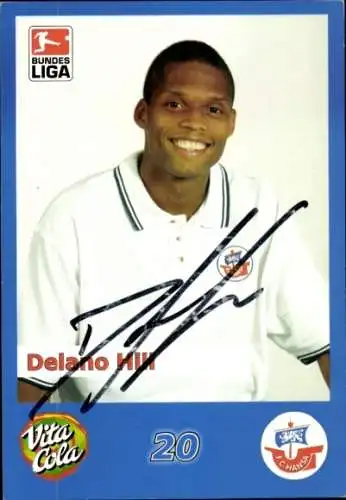 Autogrammkarte Fußballer Delano Hill, FC Hansa Rostock, Autogramm