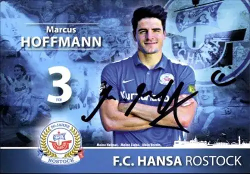 Autogrammkarte Fußballer Marcus Hoffmann, FC Hansa Rostock, Autogramm