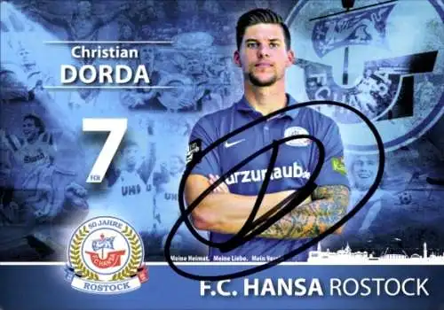 Autogrammkarte Fußballer Christian Dorda, FC Hansa Rostock, Autogramm