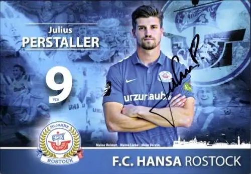 Autogrammkarte Fußballer Julius Perstaller, FC Hansa Rostock, Autogramm