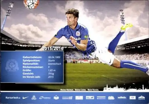 Autogrammkarte Fußballer Julius Perstaller, FC Hansa Rostock, Autogramm