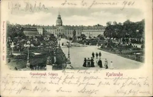 Relief Ak Karlsruhe in Baden, Großherzogliches Schloss