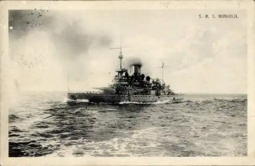 Ak Österreichisches Kriegsschiff SMS Monarch auf See, kuk Marine