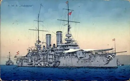 Ak Österreichisches Kriegsschiff, SMS Habsburg, Schlachtschiff