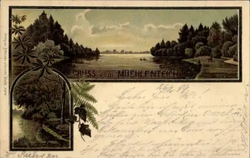 Litho Varel am Jadebusen, Der Muehlenteich mit Umgebung