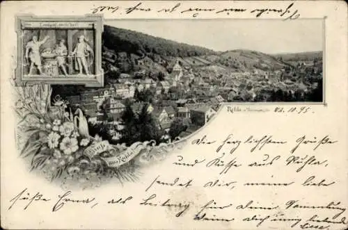 Ak Ruhla in Westthüringen, Panorama vom Ort, Relief