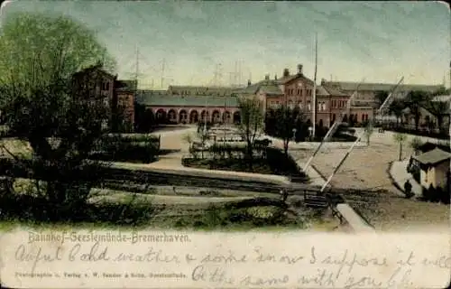 Ak Geestemünde Bremerhaven, Bahnhof, Schranke