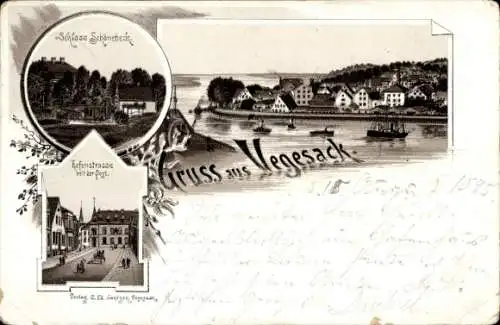 Vorläufer Litho Vegesack Hansestadt Bremen, Schloss Schönebeck, Hafenstraße, Post, Gesamtansicht