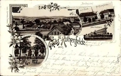 Litho Bad Rothenfelde am Teutoburger Wald, Kurhaus, Badehotel, Gradierwerk