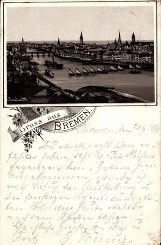 Vorläufer Litho Hansestadt Bremen, Stadtansicht, Weser