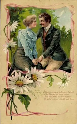 Präge Passepartout Litho O bleib mir gut, bin ich auch ferne, Liebespaar