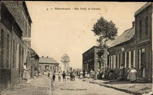CPA Auberchicourt Nord, Rue Failly et Calvaire