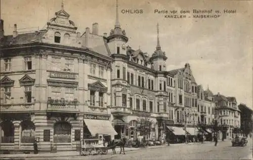 Ak Ohligs Solingen Bergisches Land, vor dem Bahnhof, Hotel Kanzler-Kaiserhof