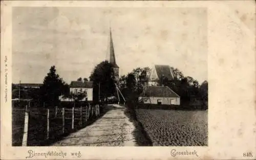 Ak Groesbeek Gelderland, Binnenveldsche Weg, Kirchturm