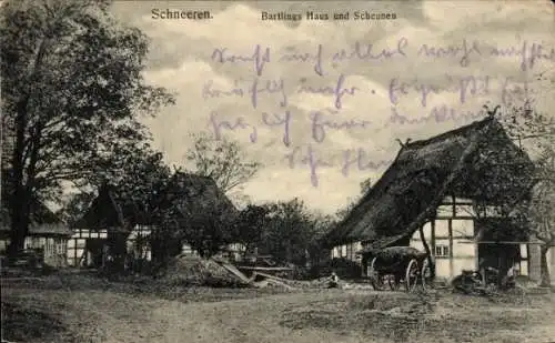 Ak Schneeren Neustadt am Rübenberge, Bartlings Haus und Scheunen