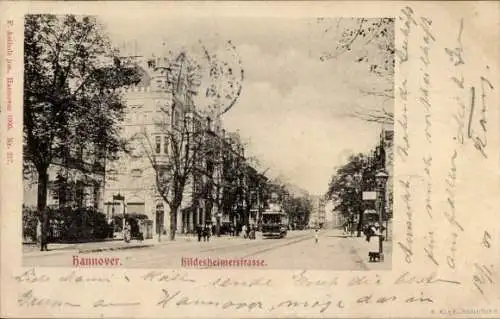 Ak Hannover in Niedersachsen, Hildesheimerstraße,  Straßenbahnen