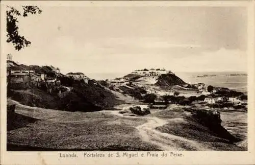 Ak Luanda Loanda Angola,  Fortaleza de S. Miguel, Praia do Peixe