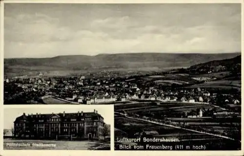 Ak Sondershausen im Kyffhäuserkreis Thüringen, Blick vom Frauenberg, Polizeischule Stadtkaserne