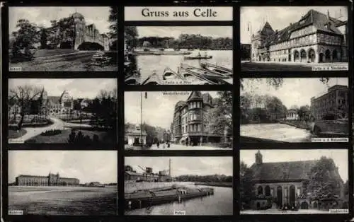 Passepartout Ak Celle in Niedersachsen, Schloss, Museum, Kaserne, Hafen, Stadtkirche