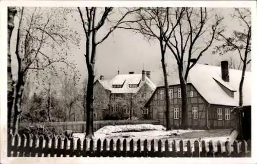 Ak Hustedt Celle in Niedersachsen, Heim-Volkshochschule Jägerei Hustedt, Winter