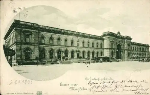 Ak Magdeburg an der Elbe, Bahnhofsgebäude