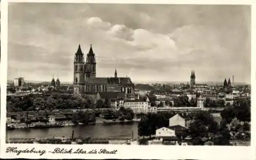 Ak Magdeburg an der Elbe,  Blick über die Stadt