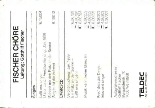 Foto Sänger Fischer-Chöre, Portrait, Autogramm