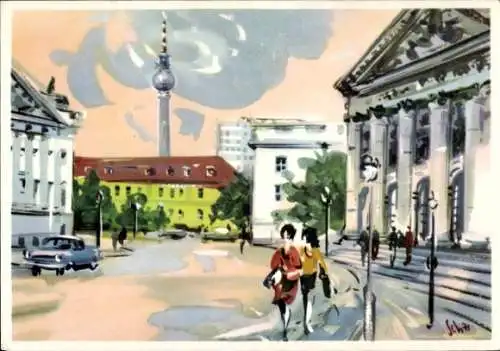 Künstler Ak Berlin, Sankt-Hedwigs-Kathedrale