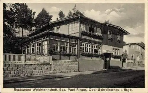 Ak Szklarska Poręba Ober-Schreiberhau Riesengebirge Schlesien, Restaurant Waidmannsheil