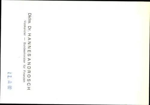 Foto Politiker Hannes Androsch, SPÖ, Autogramm