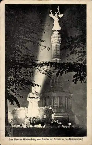 Ak Berlin Charlottenburg, Kurfürstendamm, Der Eiserne Hindenburg, Scheinwerfer-Beleuchtung, St...