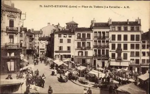Ak Saint Étienne Loire, Place du Theatre, La Ferraille