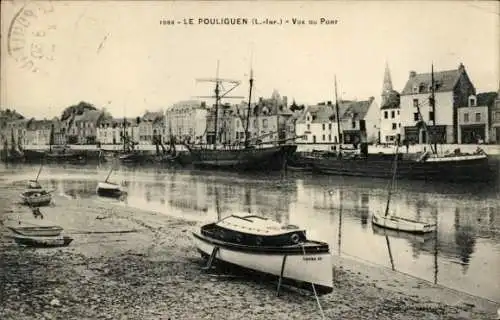 Ak Le Pouliguen Loire Atlantique, Alter Hafen, Segelschiffe, Boote, Häuser am Ufer