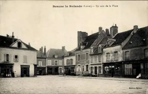Ak Beaune la Rolande Loiret, Historische Straßenansicht, Häuserfassaden, Schwarz-Weiß-Aufnahme