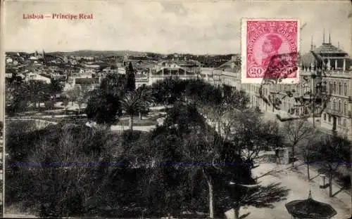 Ak Lisboa Lissabon Portugal, Blick auf Principe Real, zahlreiche Bäume,  Gebäude