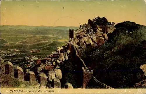 Ak Sintra Cintra Portugal, Castelo dos Mouros, schöne Landschaft, bunte 