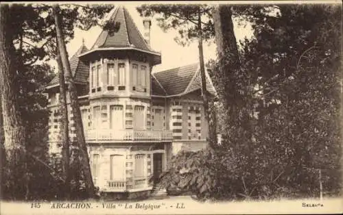 Ak Arcachon Gironde, Villa La Belgique, Architektur, Bäume, alte 