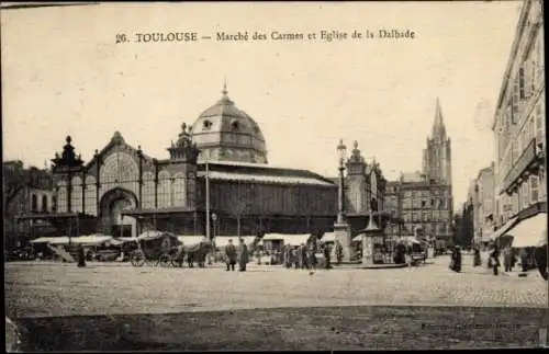Ak Toulouse Haute Garonne, Markt, Kirche, Dalbade,  Clemence Isaure