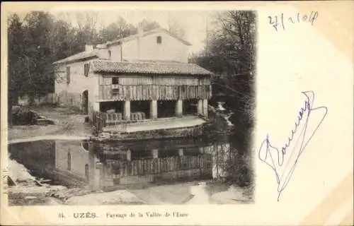 Ak Uzès Gard, Haus am Wasser, Landschaft der Eure, 