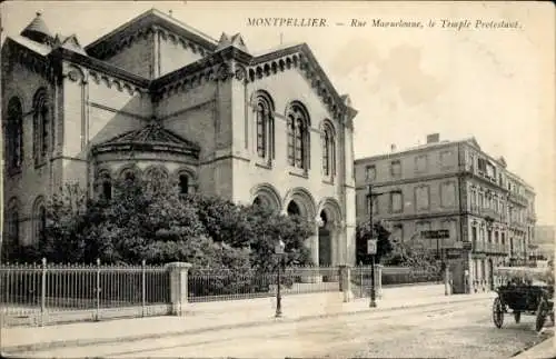 Ak Montpellier Hérault, MONTPELLIER, Rue Maguelonne, le Temple Protestant